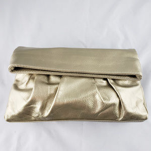 STEVE MADDEN Metallic Gold Clutch Magnetic Closure